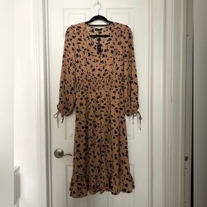 Floral Print Tan Dress